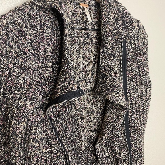 Free People Asymmetrical Speckled Moto Zip Jacket | Size XSmall - Picture 4 of 5